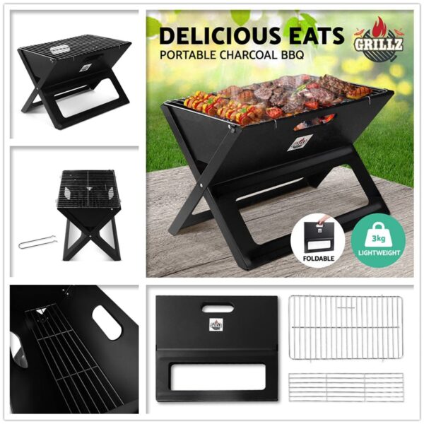 portable foldable charcoal bbq grill & lightweight outdoor barbecue stand