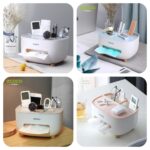 ecoco multi functional desktop tissue box holder & cosmetics storage organizer