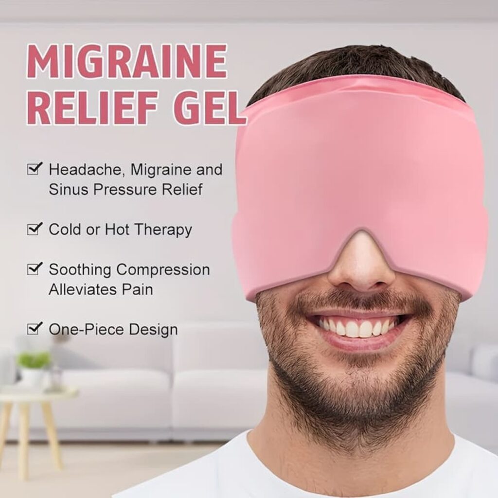 360° wearable migraine & headache relief gel ice cap for hot & cold compression therapy