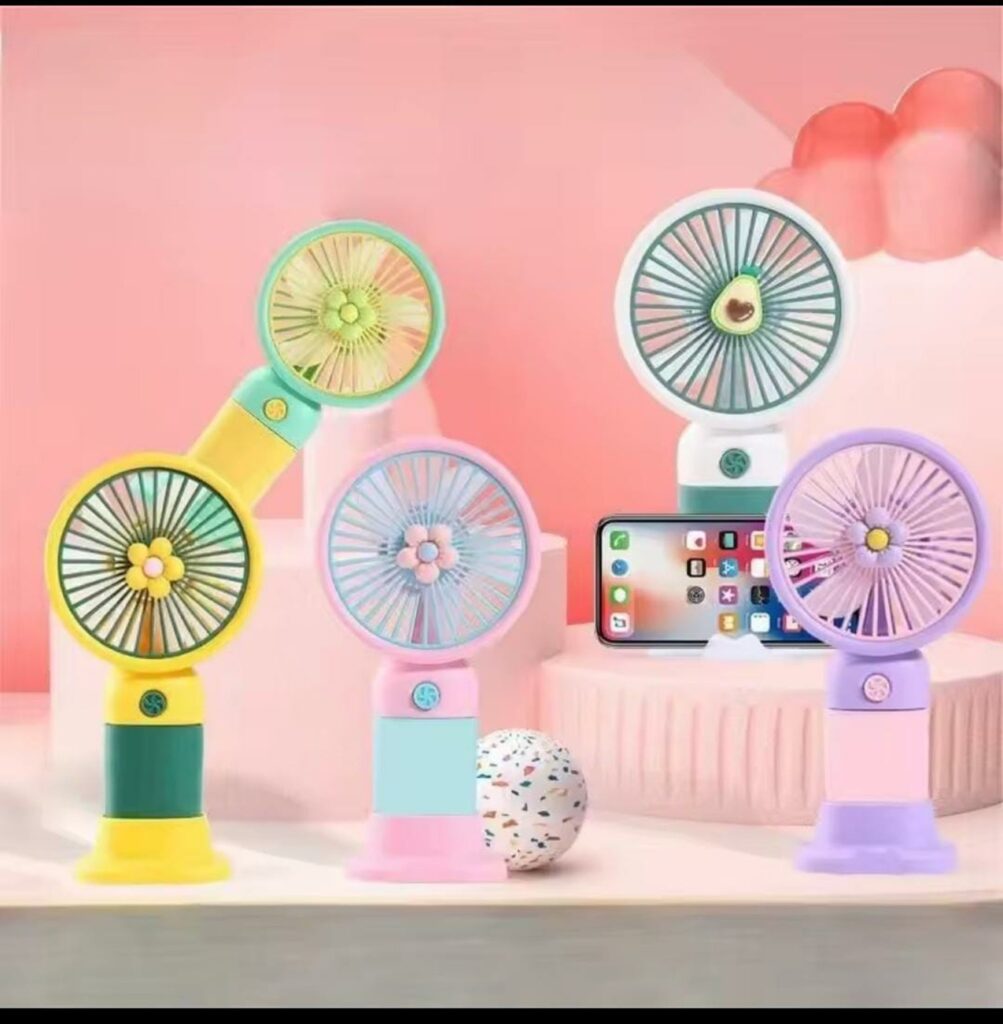 2 in 1 rechargeable mini handheld fan & mobile stand holder