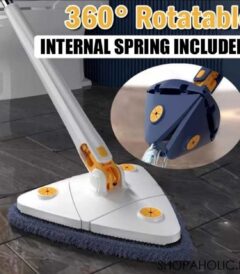360° rotatable triangle cleaning mop with automatic hands free wringer